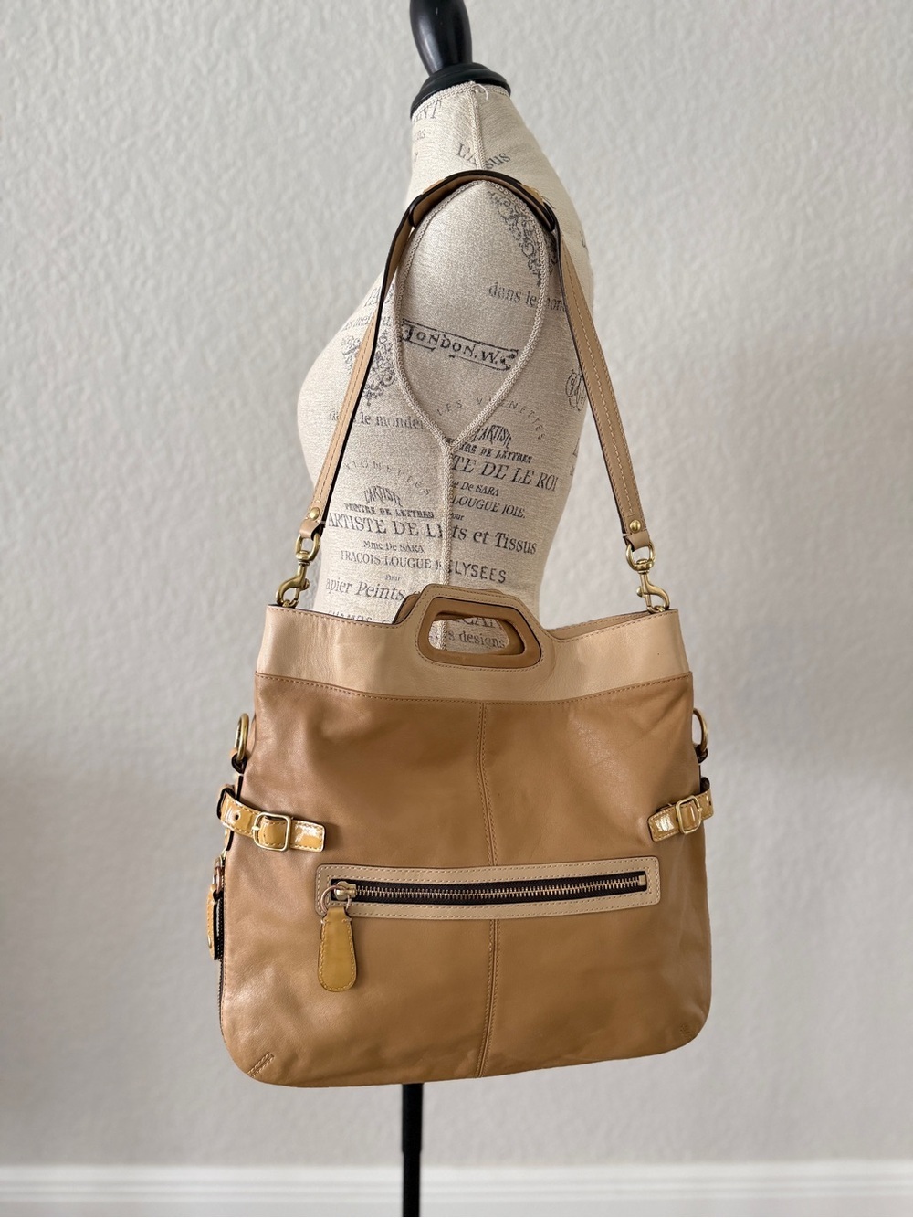 COACH Bonnie Foldover Tan Leather Shoulder Bag 13380